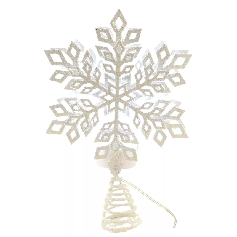 LED Snowflake Treetop with Timer - 12 Inch - White - The Country Christmas Loft