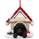 Ceramic Doghouse Ornament - Labradoodle - Dark