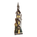 Lighted White Wood Church - 34.4 Inch