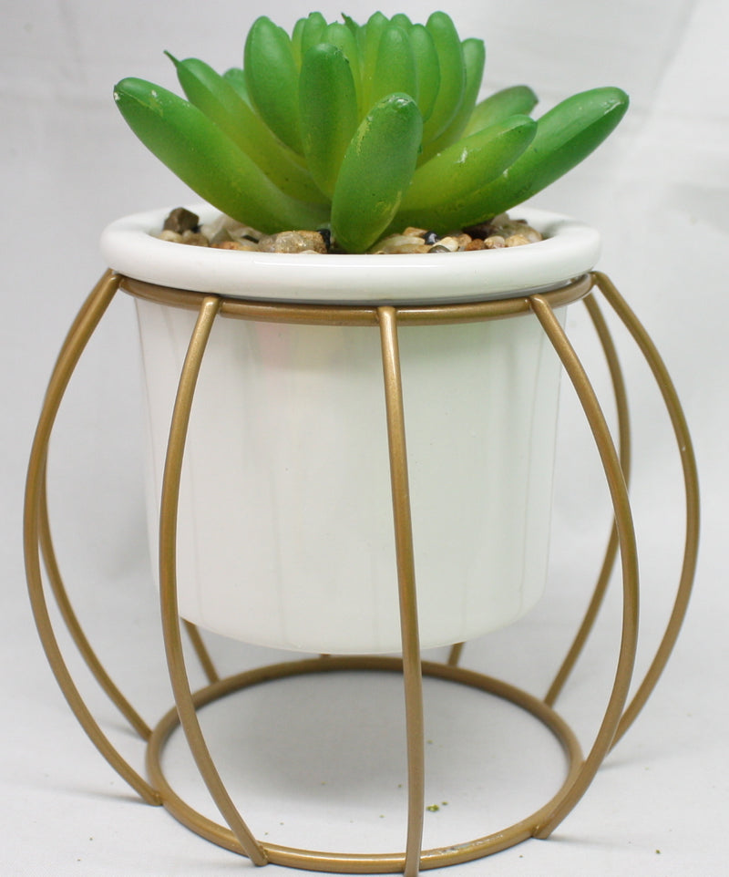Potted Artificial Succulent with Metal Stand - - The Country Christmas Loft