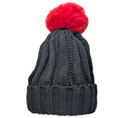 Knit Hat With Three Interchangeable Poms - Black