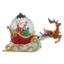Battery Operated Musical Lighted USB Santa On Sleigh With Moving Deer Water Globe