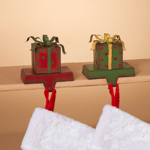 5 Inch Gift Box Stocking Holder - Green - The Country Christmas Loft