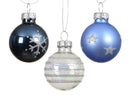 Tube of 9 Glass Ornaments - 30mm - Blue and White Snowflake