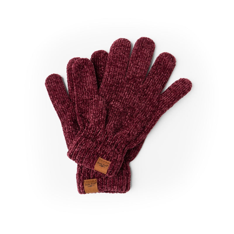 Super Soft Chenille Gloves - Cranberry