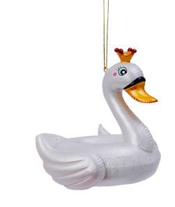 4.5 Inch Glass and Resin Pool Float Ornament - Swan - The Country Christmas Loft