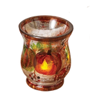 Hand Painted Crackle Glass Tealight Holder - Pumpkins