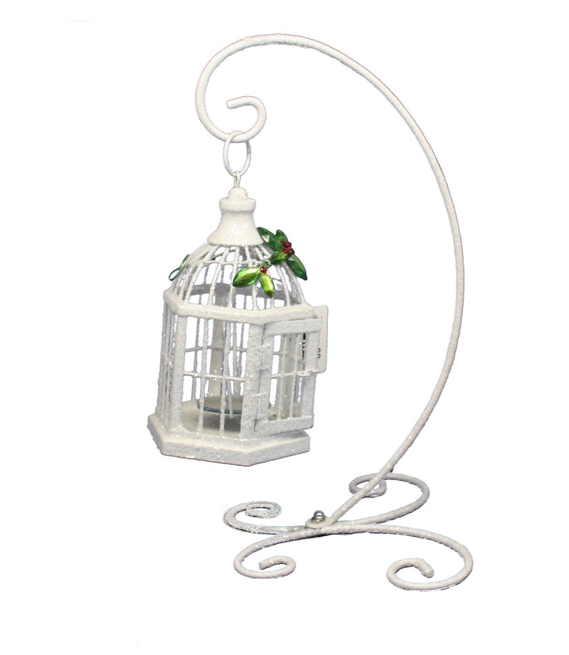 White Snow Birdcage Hang - Small - The Country Christmas Loft