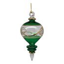 Emerald Green and Clear Ornament with Lotus Motif