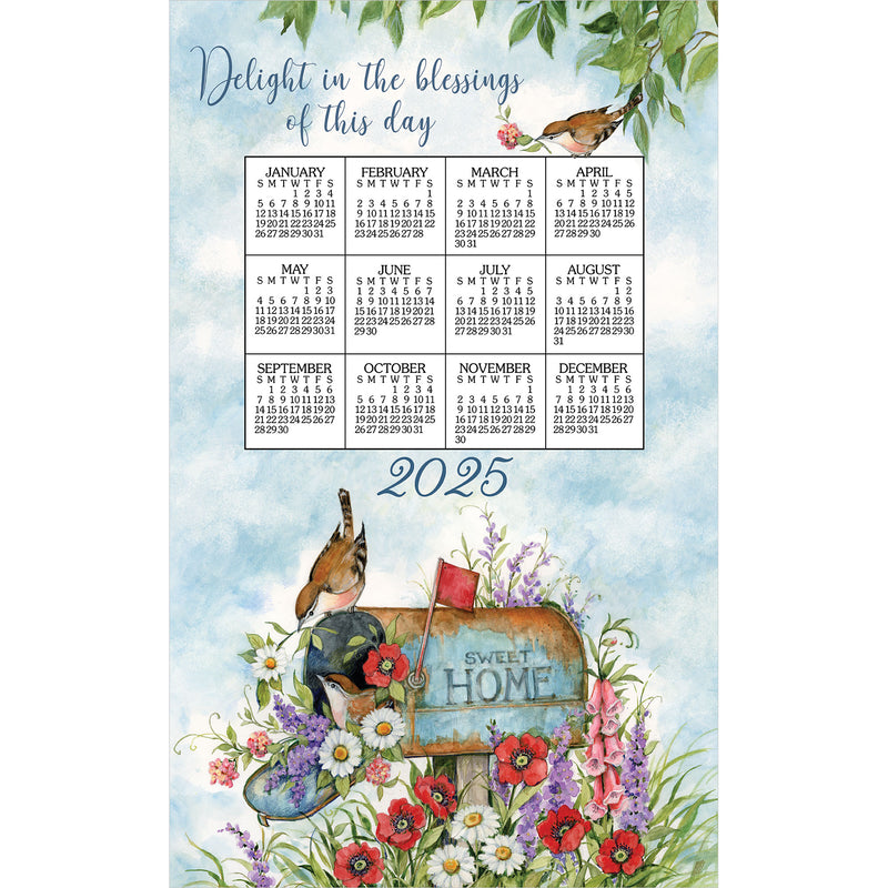 2025 Linen Calendar Towel - Floral Mailbox