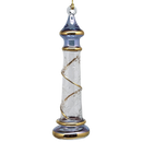 Glass Lighthouse Ornament With Gold Accent - Blue