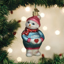 Expectant Snowlady Glass Ornament