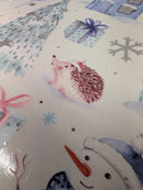 Walking in a Winter Wonderland Foil-Accented Window Cling Sheet – Storybook Village Scene