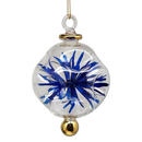 Floral Burst Globe Ornament - Clear with Blue Accents