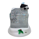 Lighted Swirl Snowglobe Cube with Penguins