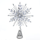 11.75" Lighted Silver Glittered Snowflake Treetop
