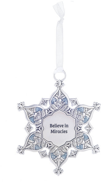 Gem Snowflake Ornament - Believe in Miracles - The Country Christmas Loft