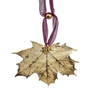 Gold Sugar Maple Leaf with Sheer Ribbon Ornament