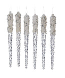 Glittered Icicles Ornaments, 6-Piece Box Set