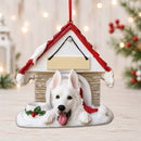Ceramic Doghouse Ornament - German Shepherd White - Animals - by E&S Pets