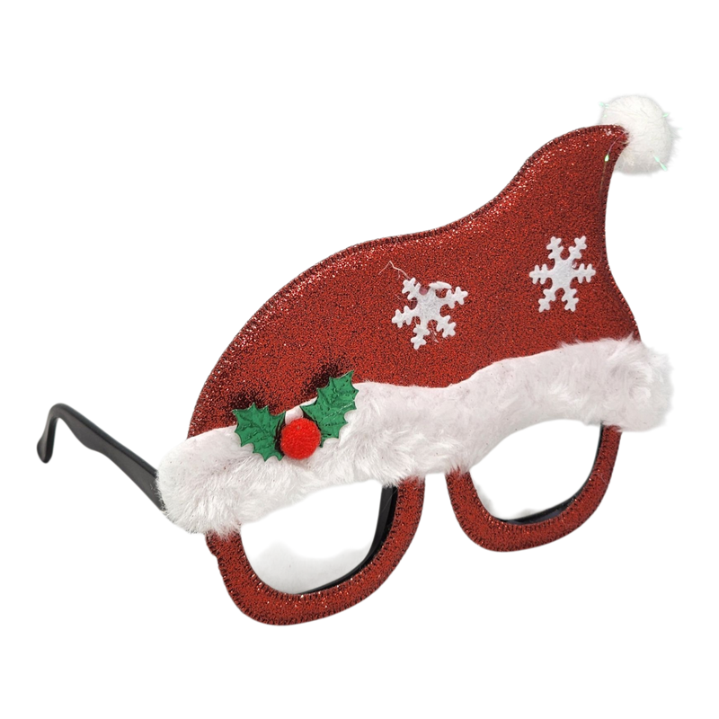 Santa Hat Glitter Glasses