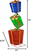 72-Inch High Lighted Stacked Glittering Gift Boxes - Christmas >> Decor - by Gerson - view 3