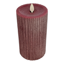 Luminara Red Metallic Furrow Moving Flame Pillar - Home & Living >> Candles >> Battery Operated - by Gerson