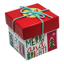 Gift Box Cube for Gift Cards - 3" x 3" - Merry and Bright