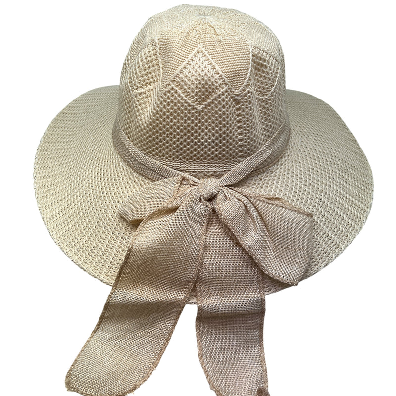 Burlap Ribbon Crochet Woven Derby Sun Hat - Natural – The  display picture 3