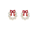Pearls Wreaths with Bows Earrings