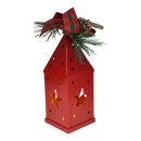 Punched-Tin Lighted Lantern - Red