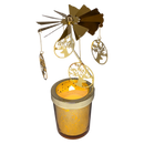Starry Sky Rotating Candle Holder - Gold with Tree of Life Reindeer Dangles