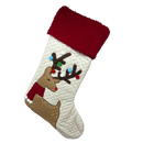 Fabric Holiday Deer Design Stocking - Looking Left