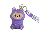 Silicone Labubu Coin Purse Key Chain Pendant (Purple Pizzazz Edition)