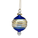 Striped Small Globe Ornament - Noble Blue