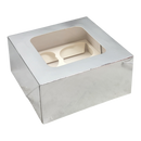 Bakery Box - 4 Cup Cakes or Cookies - Silver Foil