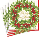 Holly and Berry Wreath Paper Cocktail Napkins