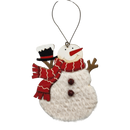 Wood and Fur Snowman Ornament - Holding his Tophat