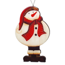 Glossy Wooden Snowman Ornament - 5 Inches