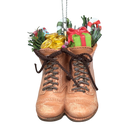 Filled Boots With Joy Ornament  - Brown