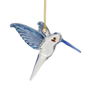 Feeding Hummingbird Glass Ornament - Blue Wings / Blue Tail / Blue Beak