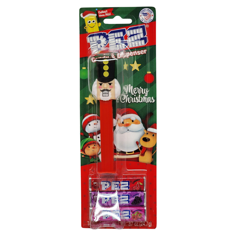 Christmas Pez Dispenser with 3 Rolls of Candy - Nutcracker
