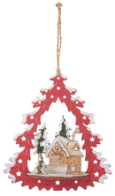 Vintage Wooden Tree Ornament - Cabin - Christmas >> Ornaments - by Ganz