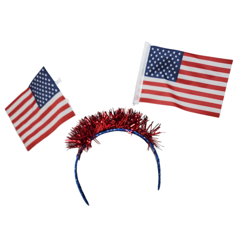 Patriotic Headband with American Flags