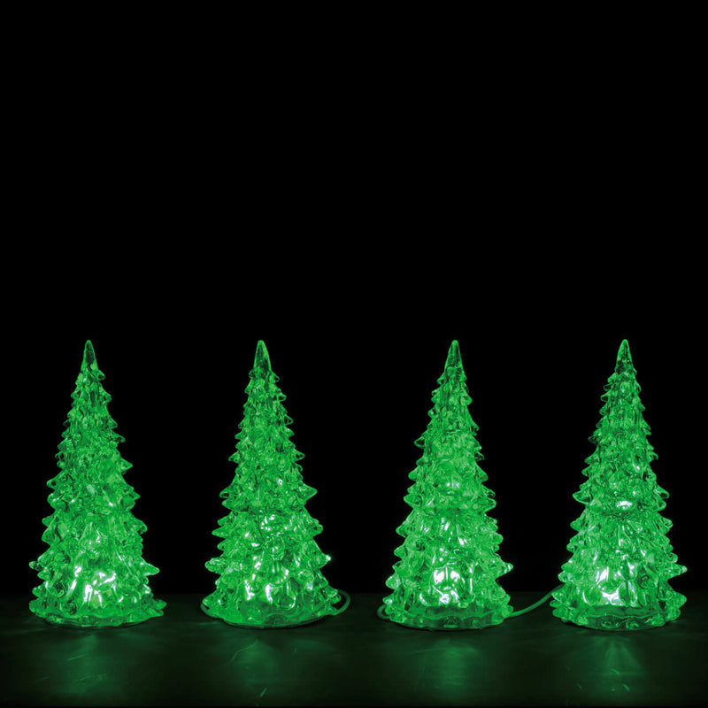 3 Color Crystal Lighted Tree - 4 Piece Set