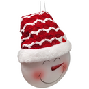 Glass "Lightable" Snowman Ornament - Knit Santa Hat - Christmas >> Ornaments >> Snowmen - by Stony Creek
