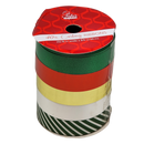 3/4 Inch Curling Ribbon - 5 Colors - 8 Feet Each - Green/Red/Gold/White/Green Stripe