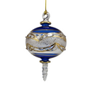 Gold Etched Blown Glass Sphere - Blue