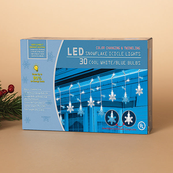 30 Color Changing and Blinking LED Snowflake Light Set - The Country Christmas Loft