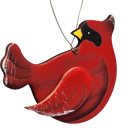 Wooden Cardinal Ornament - In flight Looking Back Left